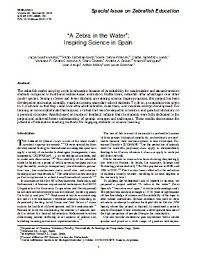 Our publication in the Special Issue on Zebrafish Education is now available online